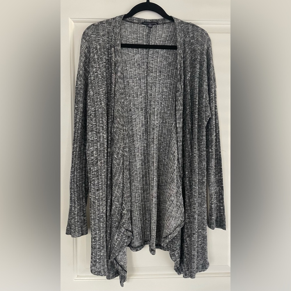 American Eagle Outfitters Gray Ribbed Long Sleeve Cardigan